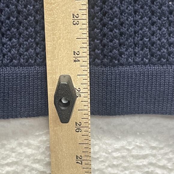 American Eagle Polo Shirt Mens XS Navy Blue Cotton Crochet Striped Checkered New - Picture 9 of 10